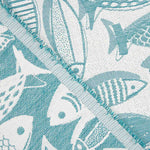 Turquoise Blue Fish jacquard canvas - Ribes y Casals