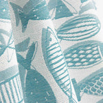 Turquoise Blue Fish jacquard canvas - Ribes y Casals