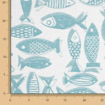Turquoise Blue Fish jacquard canvas - Ribes y Casals