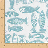 Turquoise Blue Fish jacquard canvas - Ribes y Casals