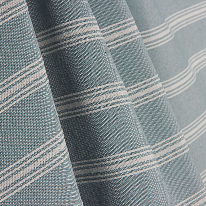 Denim Cotton Canvas with White Stripes - Ribes y Casals