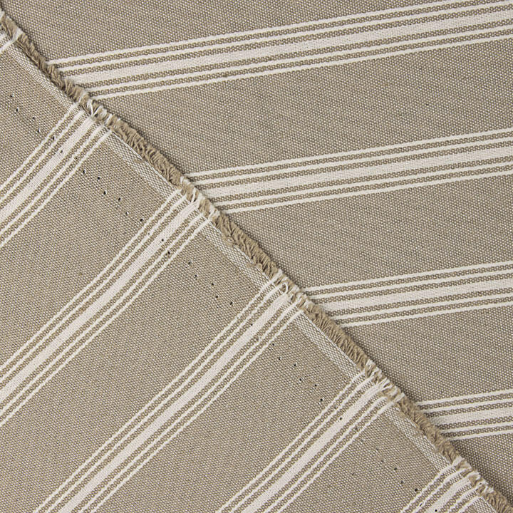 Beige Cotton Canvas with White Stripes - Ribes y Casals