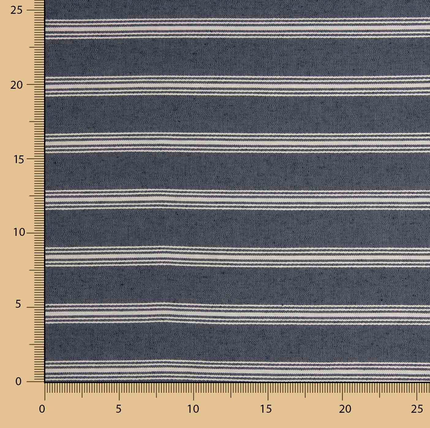 Navy Blue Cotton Canvas with White Stripes - Ribes y Casals