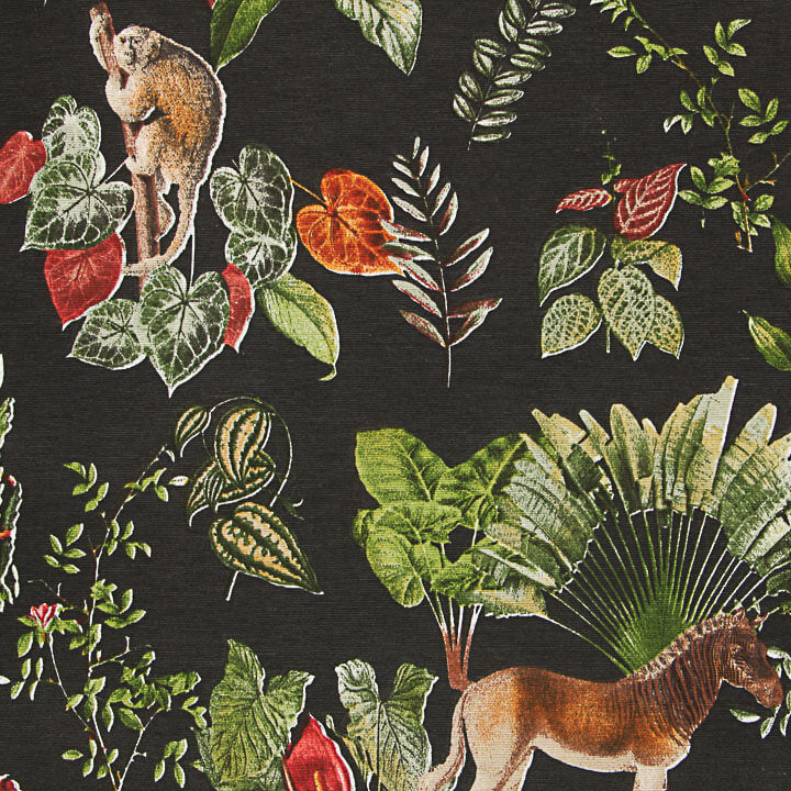 Black Jungle Print Cotton Canvas - Ribes y Casals