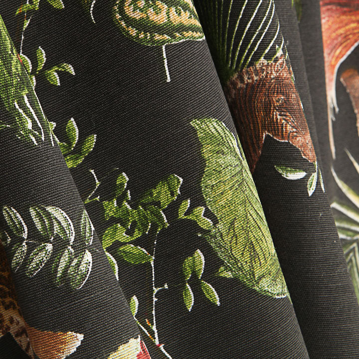 Black Jungle Print Cotton Canvas - Ribes y Casals