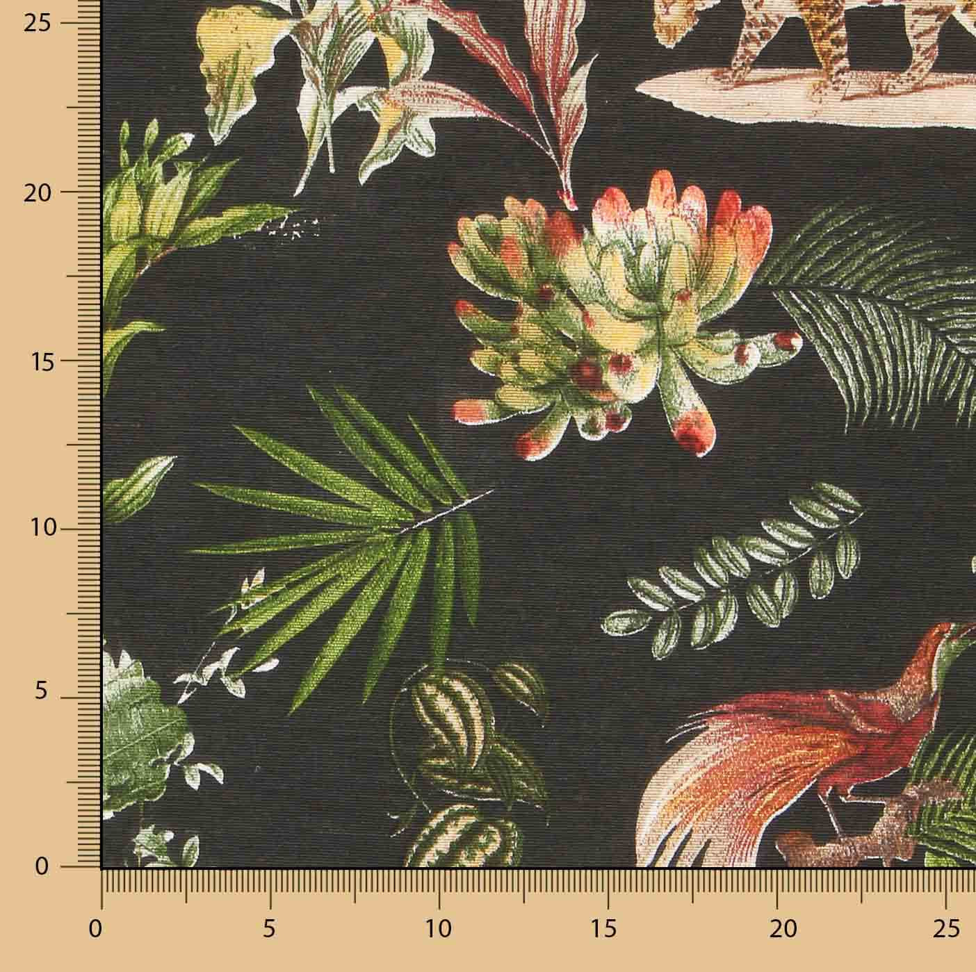 Black Jungle Print Cotton Canvas - Ribes y Casals