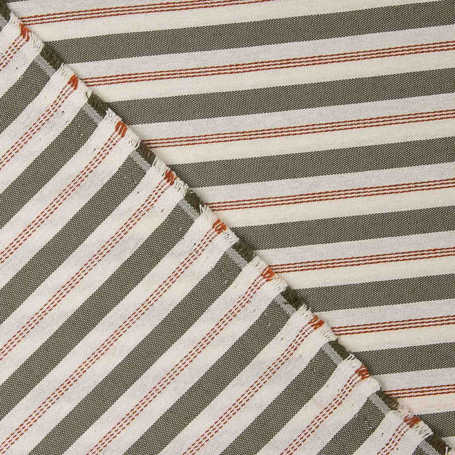 Green Stripes on Canvas with Embroidered Stripe - Ribes y Casals