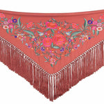 Clay-coloured embroidered flamenco shawl - Ribes y Casals