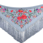 Light Denim Blue Embroidered Flamenco Shawl - Ribes y Casals