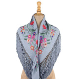 Light Denim Blue Embroidered Flamenco Shawl - Ribes y Casals