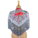 Light Denim Blue Embroidered Flamenco Shawl - Ribes y Casals