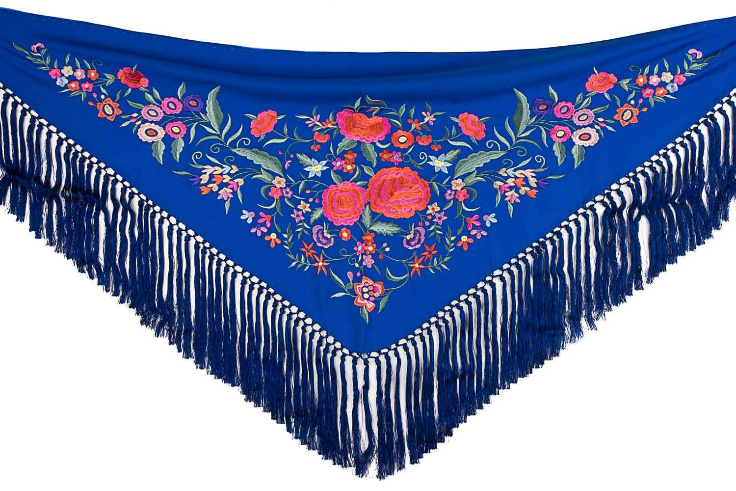 Blue Flamenco Shawl with Embroidery - Ribes y Casals