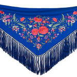 Blue Flamenco Shawl with Embroidery - Ribes y Casals