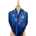 Blue Flamenco Shawl with Embroidery - Ribes y Casals