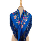 Blue Flamenco Shawl with Embroidery - Ribes y Casals