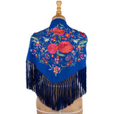 Blue Flamenco Shawl with Embroidery - Ribes y Casals