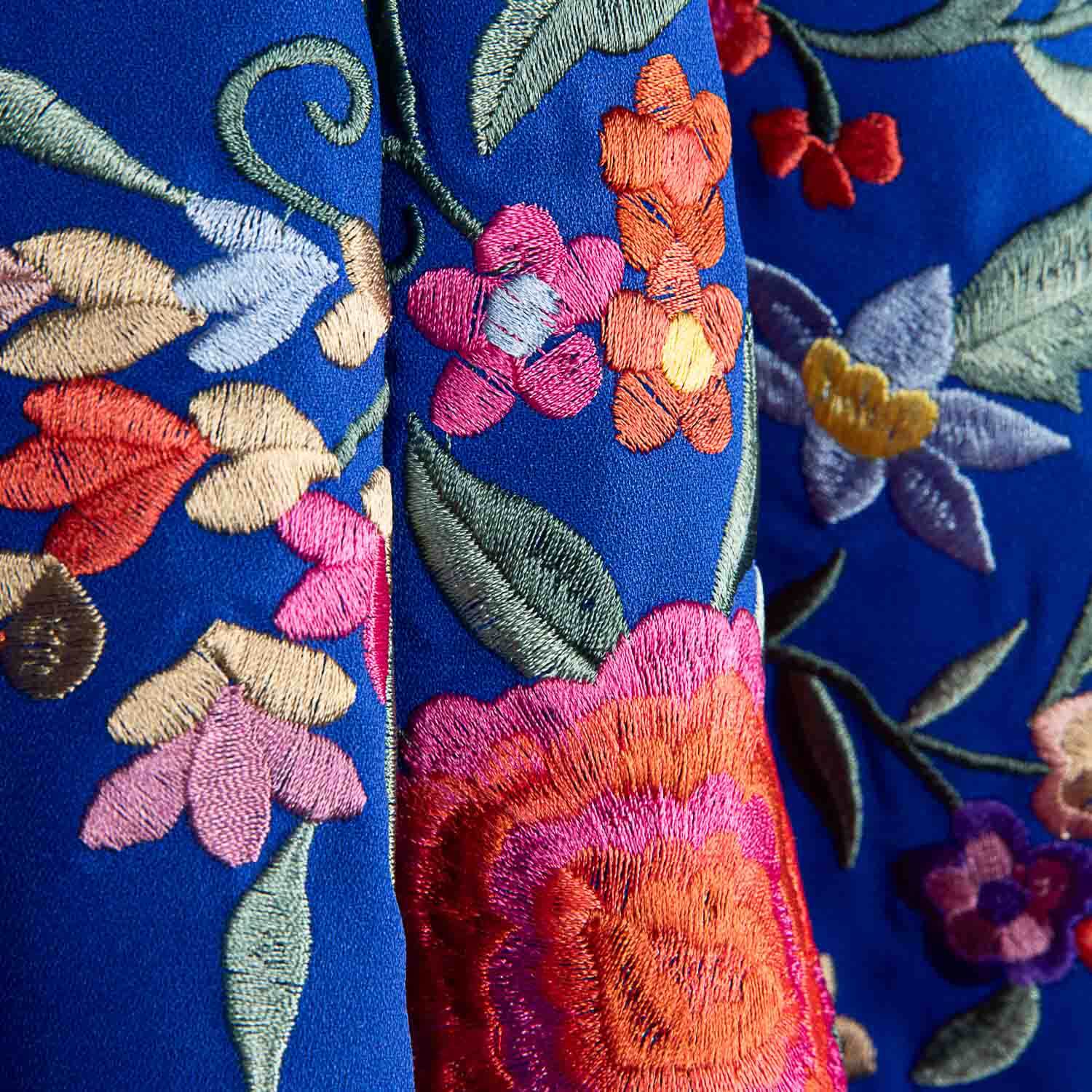 Blue Flamenco Shawl with Embroidery - Ribes y Casals