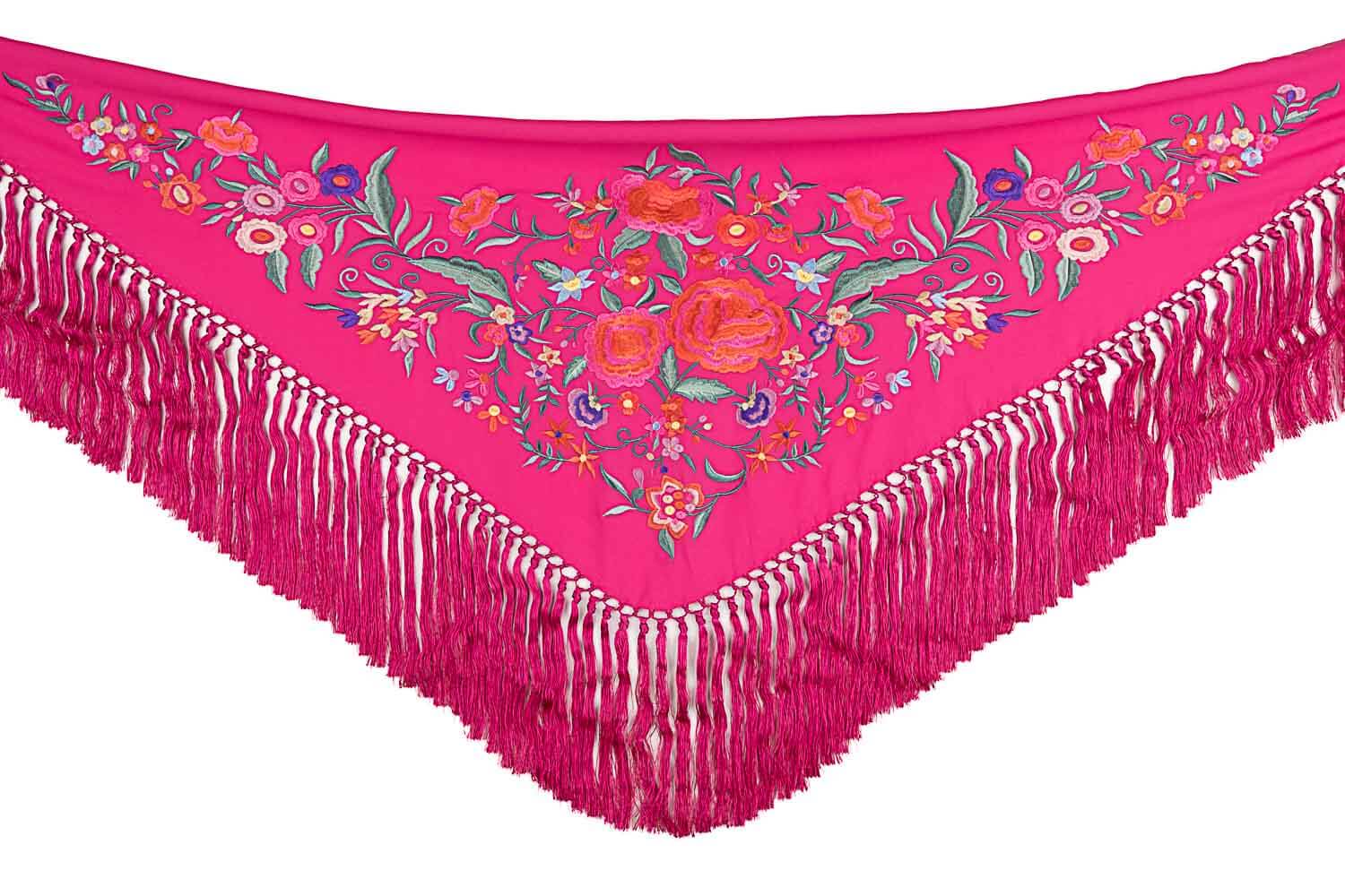 Fuchsia Embroidered Flamenco Shawl - Ribes y Casals