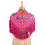 Fuchsia Embroidered Flamenco Shawl - Ribes y Casals