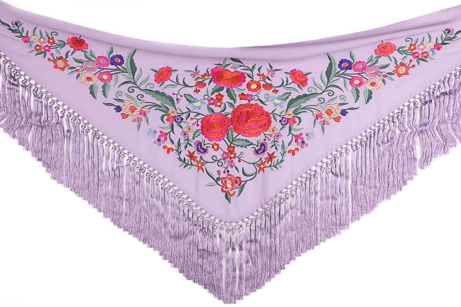 Lilac Embroidered Flamenco Shawl - Ribes y Casals