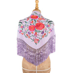 Lilac Embroidered Flamenco Shawl - Ribes y Casals