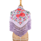 Lilac Embroidered Flamenco Shawl - Ribes y Casals