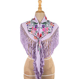 Lilac Embroidered Flamenco Shawl - Ribes y Casals