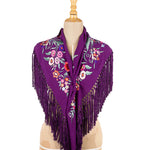 Purple Embroidered Flamenco Shawl - Ribes y Casals