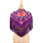 Purple Embroidered Flamenco Shawl - Ribes y Casals