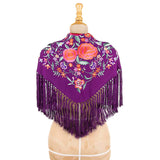 Purple Embroidered Flamenco Shawl - Ribes y Casals