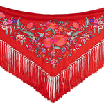 Red Embroidered Flamenco Shawl - Ribes y Casals