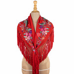 Red Embroidered Flamenco Shawl - Ribes y Casals