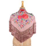Rhubarb Pink Embroidered Flamenco Shawl - Ribes y Casals