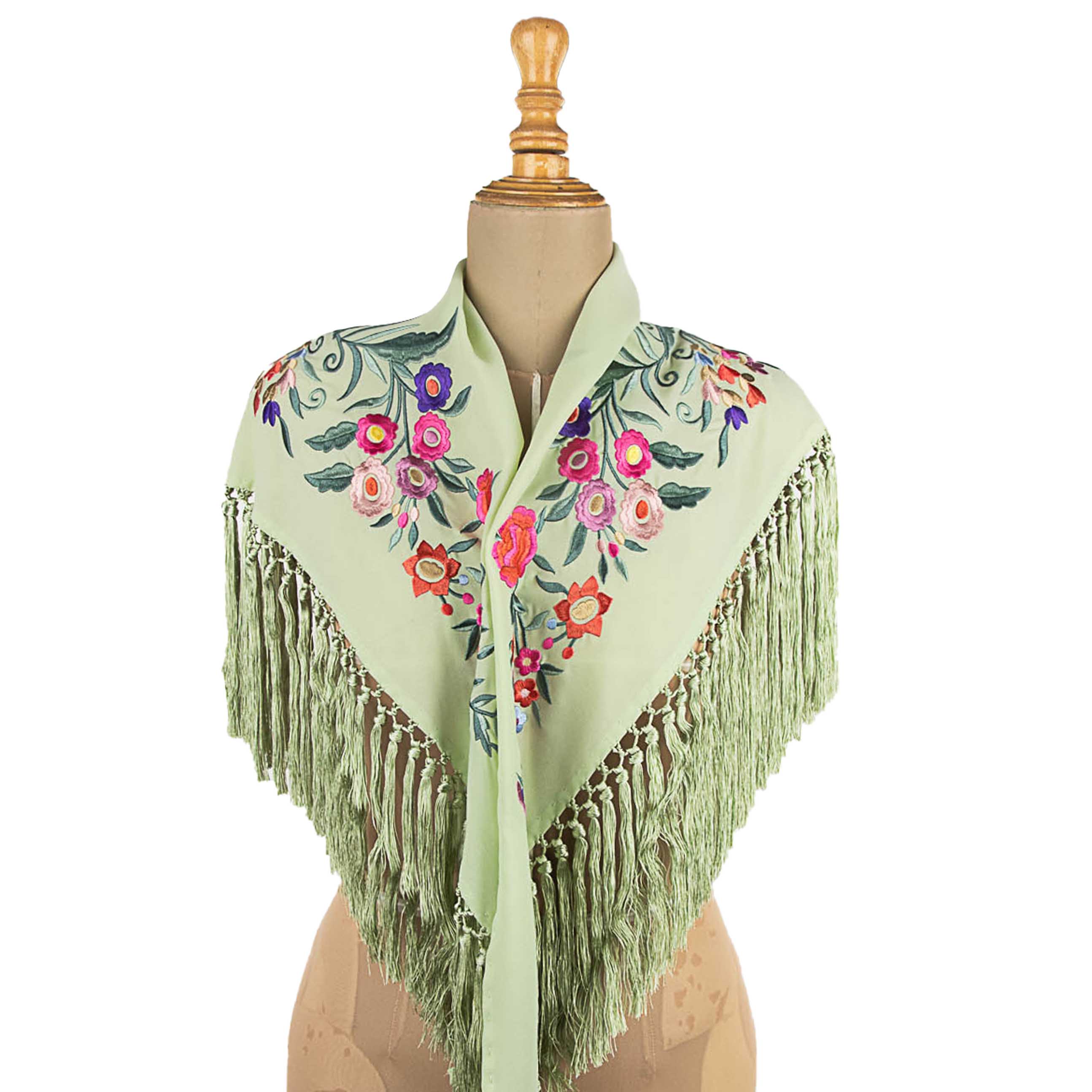 Light Green Embroidered Flamenco Shawl - Ribes y Casals