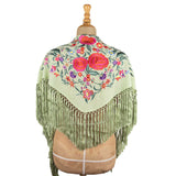 Light Green Embroidered Flamenco Shawl - Ribes y Casals