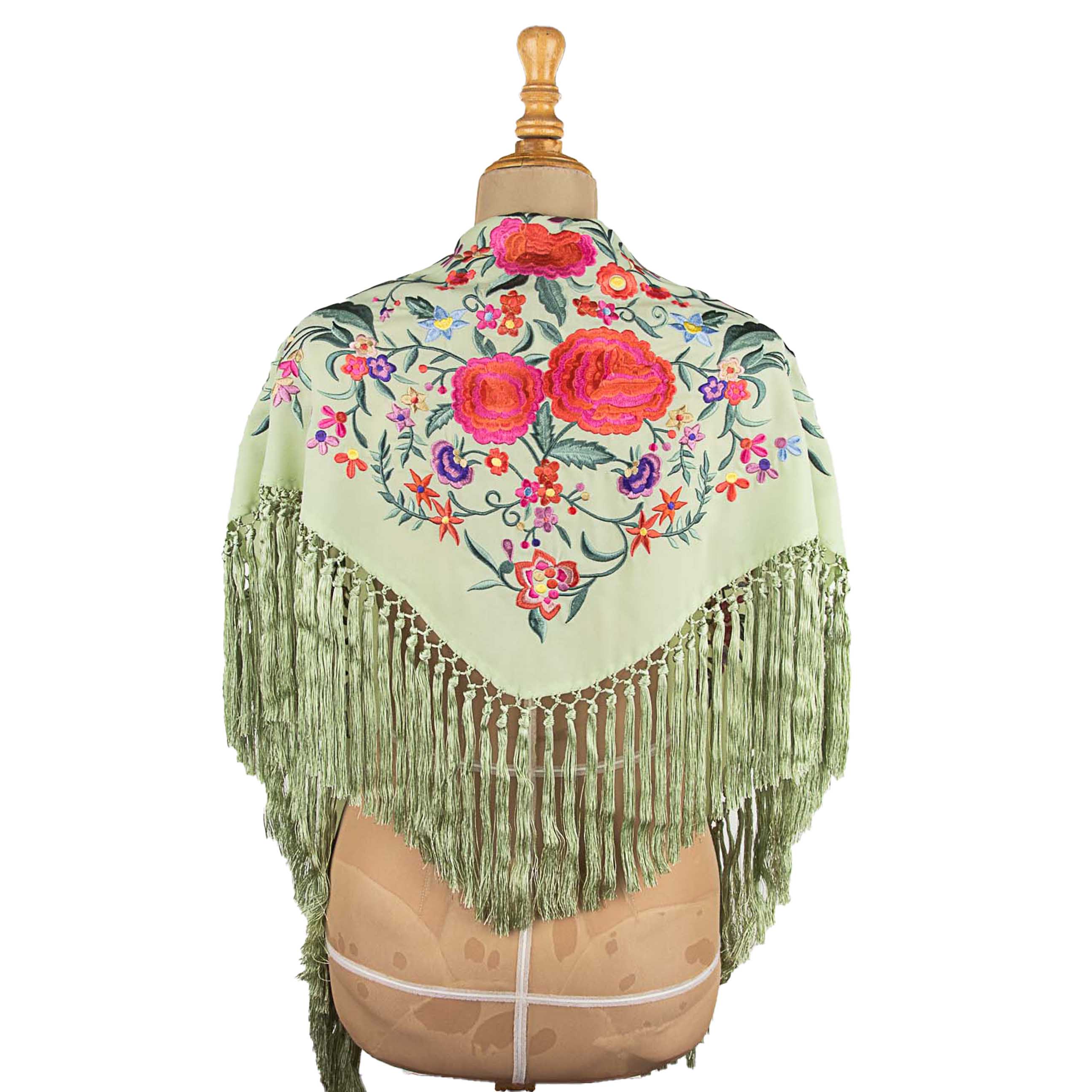 Light Green Embroidered Flamenco Shawl - Ribes y Casals