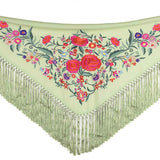 Light Green Embroidered Flamenco Shawl - Ribes y Casals