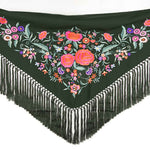 Dark Green Embroidered Flamenco Shawl - Ribes y Casals