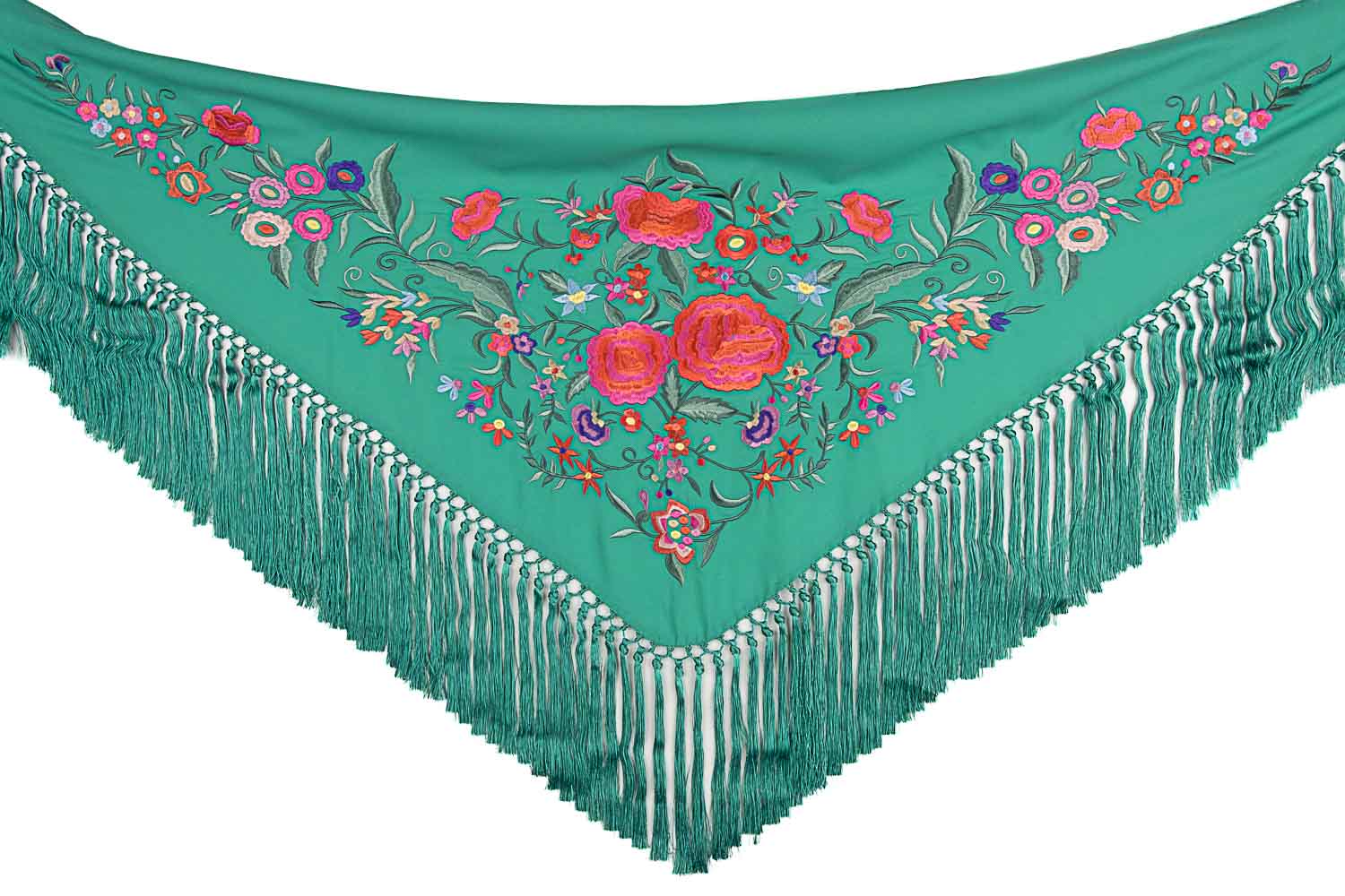Green Embroidered Flamenco Shawl - Ribes y Casals