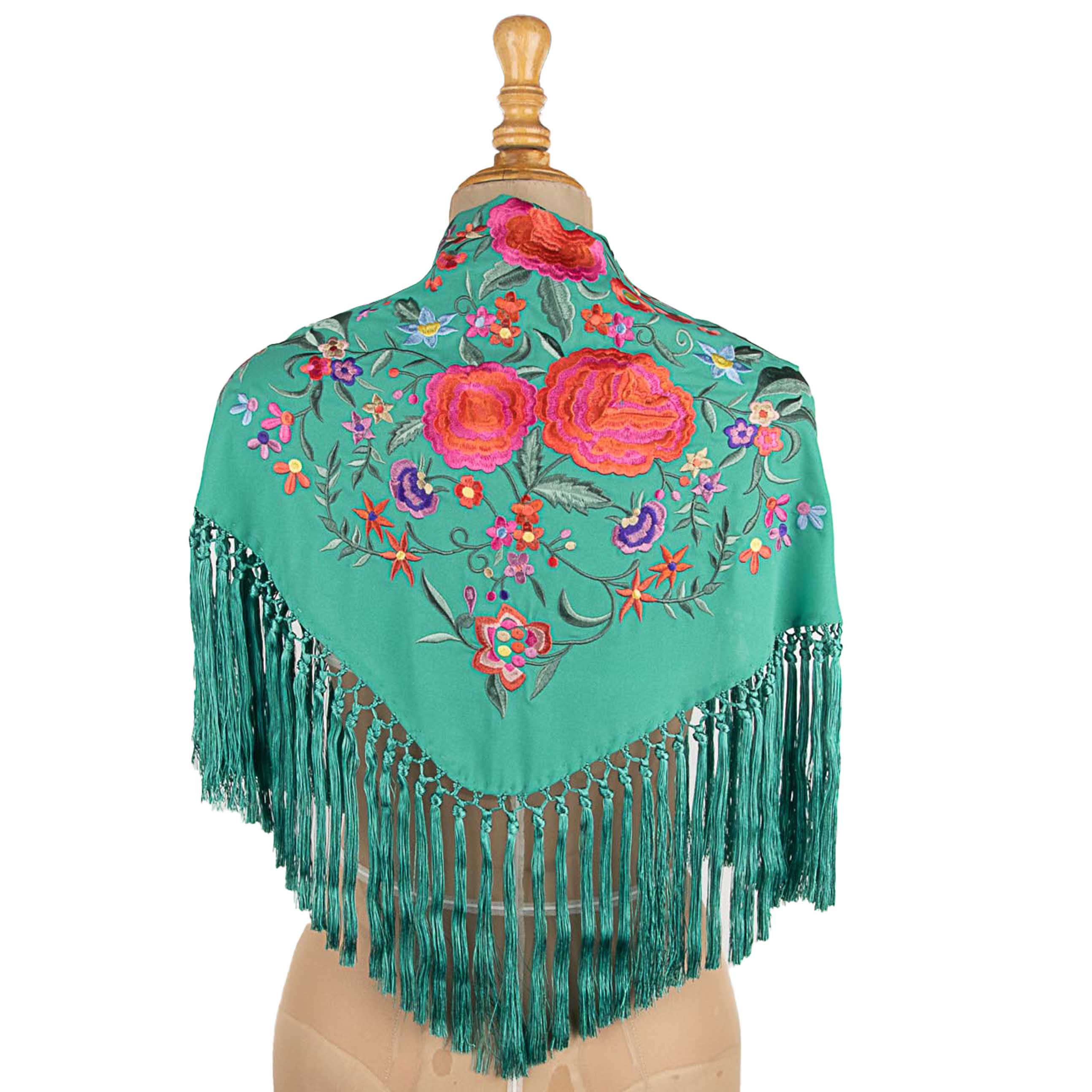 Green Embroidered Flamenco Shawl - Ribes y Casals