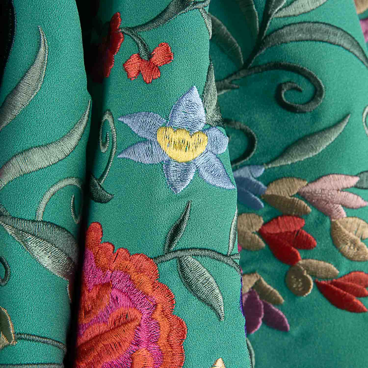 Green Embroidered Flamenco Shawl - Ribes y Casals