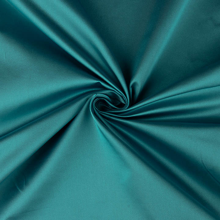 Reversible Mikado Satin in Turquoise Blue and Brown - Ribes y Casals