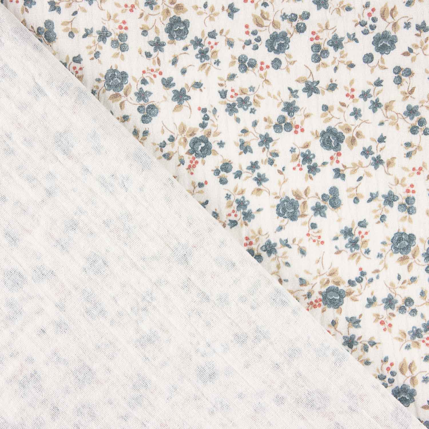 Vintage Blue Flower Cotton Muslin - Ribes y Casals