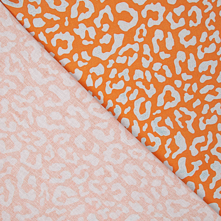 Nairobi Printed Percale – Orange and Light Blue - Ribes y Casals