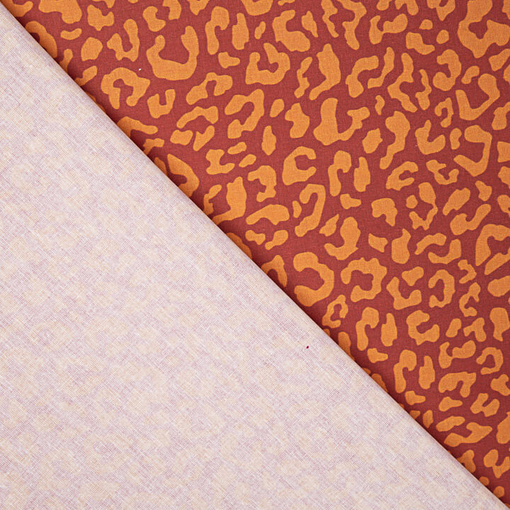 Nairobi Mustard Burgundy Printed Percale - Ribes y Casals