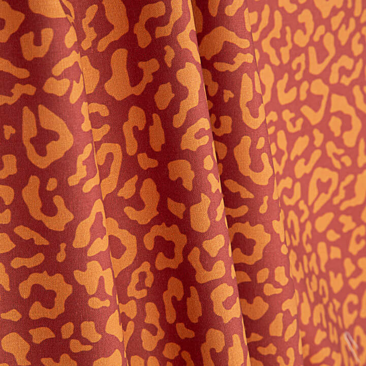 Nairobi Mustard Burgundy Printed Percale - Ribes y Casals