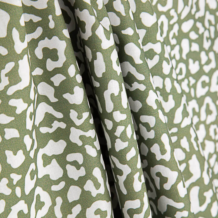Nairobi Printed Percale – Olive Green and White - Ribes y Casals