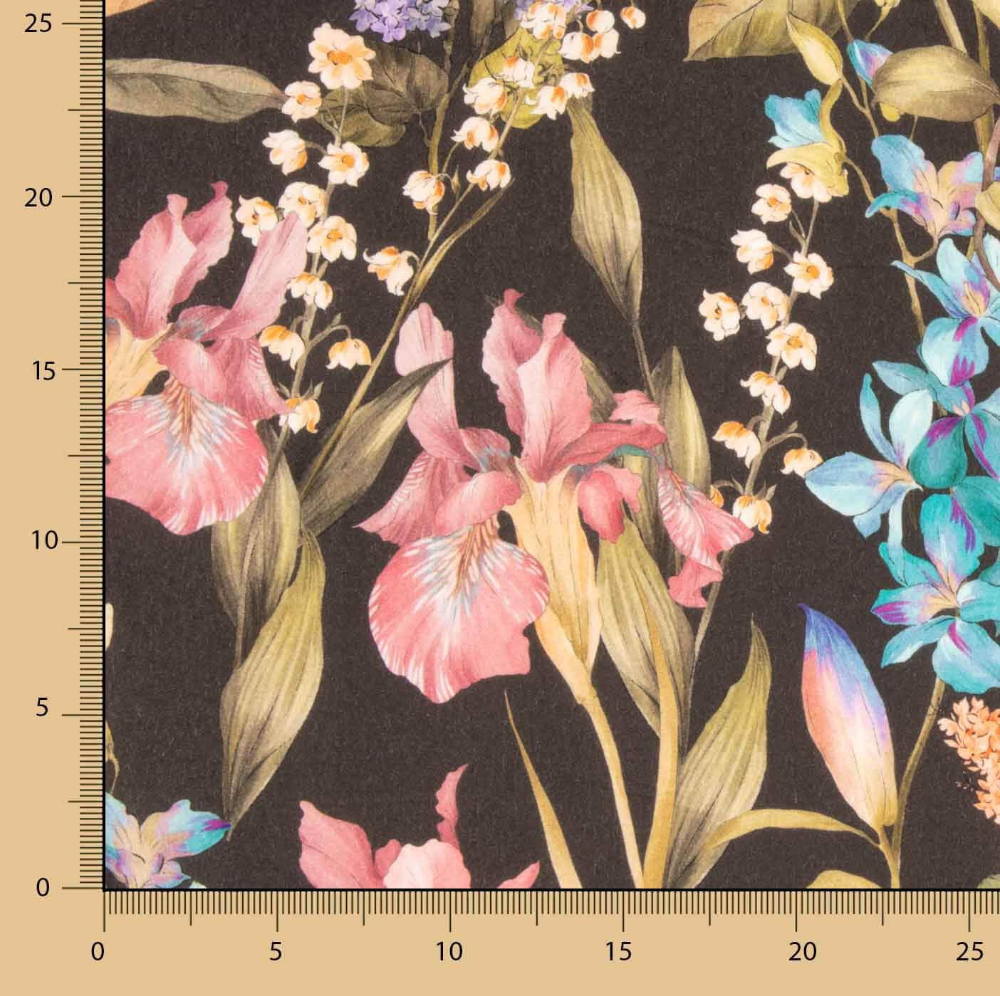 Printed Viscose: Night-Blooming Iris Garden - Ribes y Casals