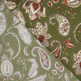 Olive-coloured Printed Viscose Boheme - Ribes y Casals
