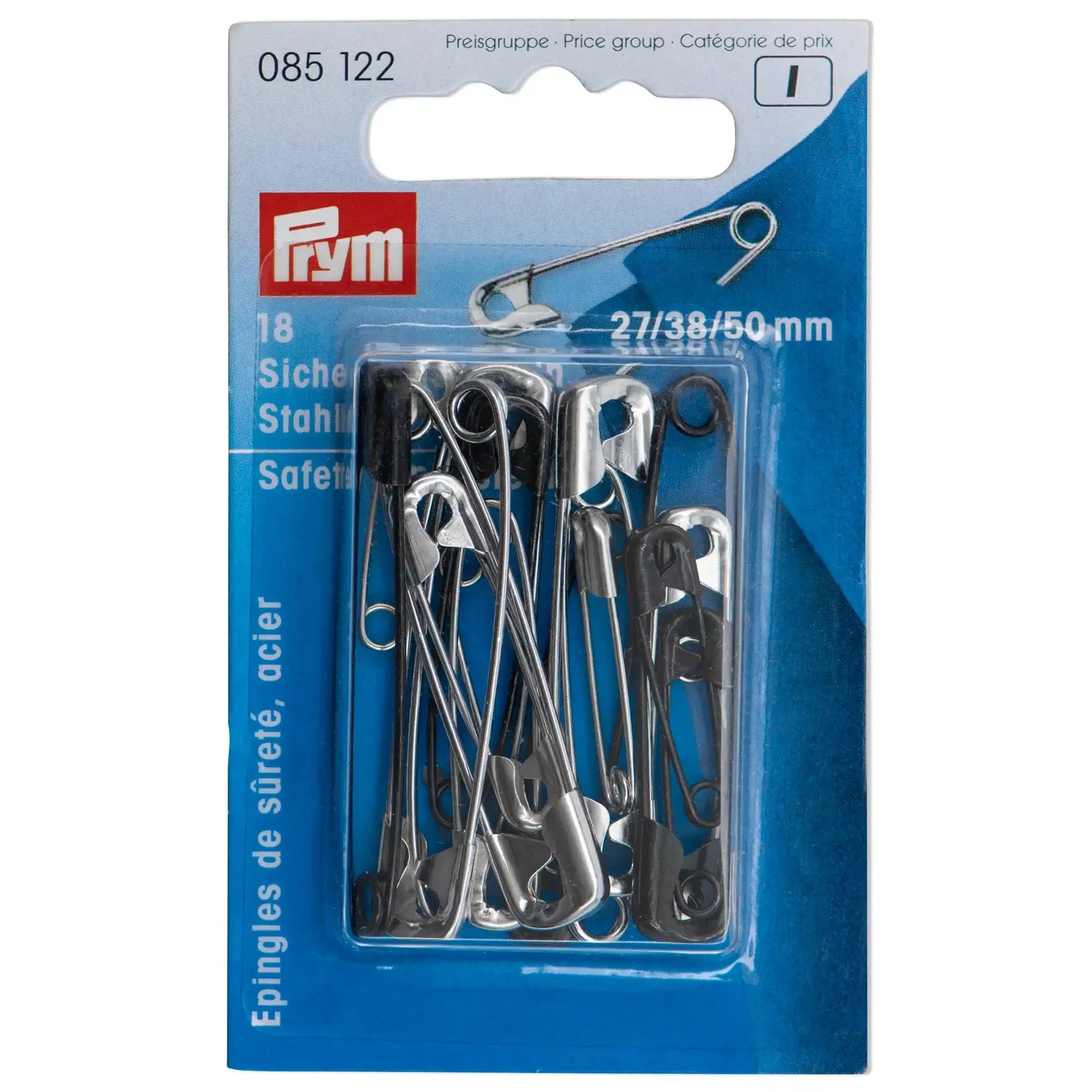 Prym Safety Pins Assortment 27/38/50 mm – 18 Pieces - Ribes y Casals